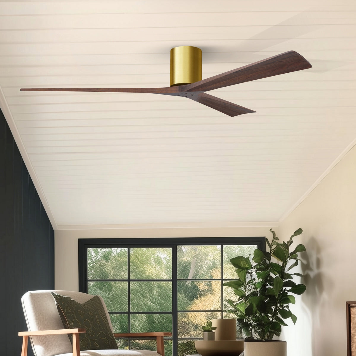 Matthews Fan Company - IR3H-BRBR-WA-72 - 72"Ceiling Fan - Irene-3H - Brushed Brass