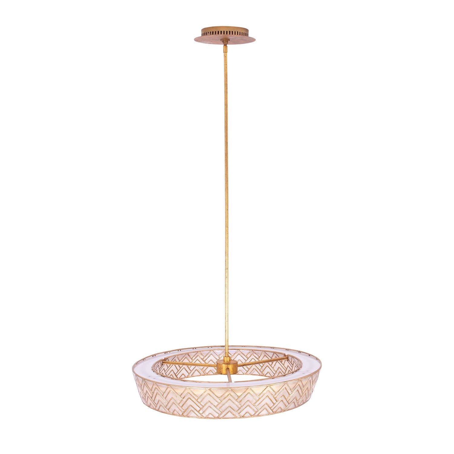 Kalco - 523155OL - LED Suspension - Géo - Feuille d'or oxydée