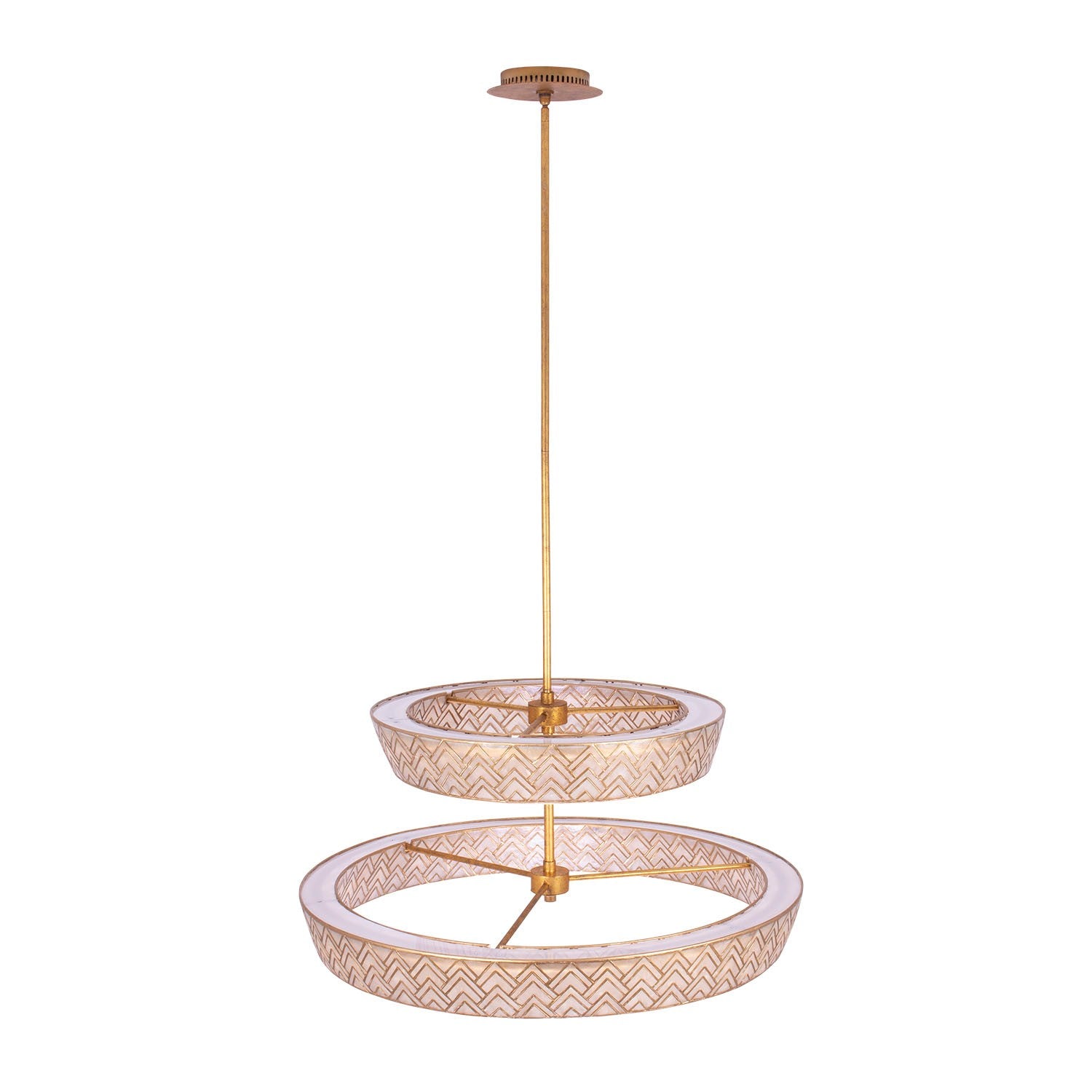 Kalco - 523157OL - LED Suspension - Géo - Feuille d'or oxydée