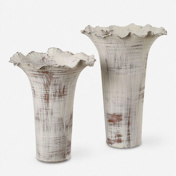 Ruffled Petal Vases Set of 2