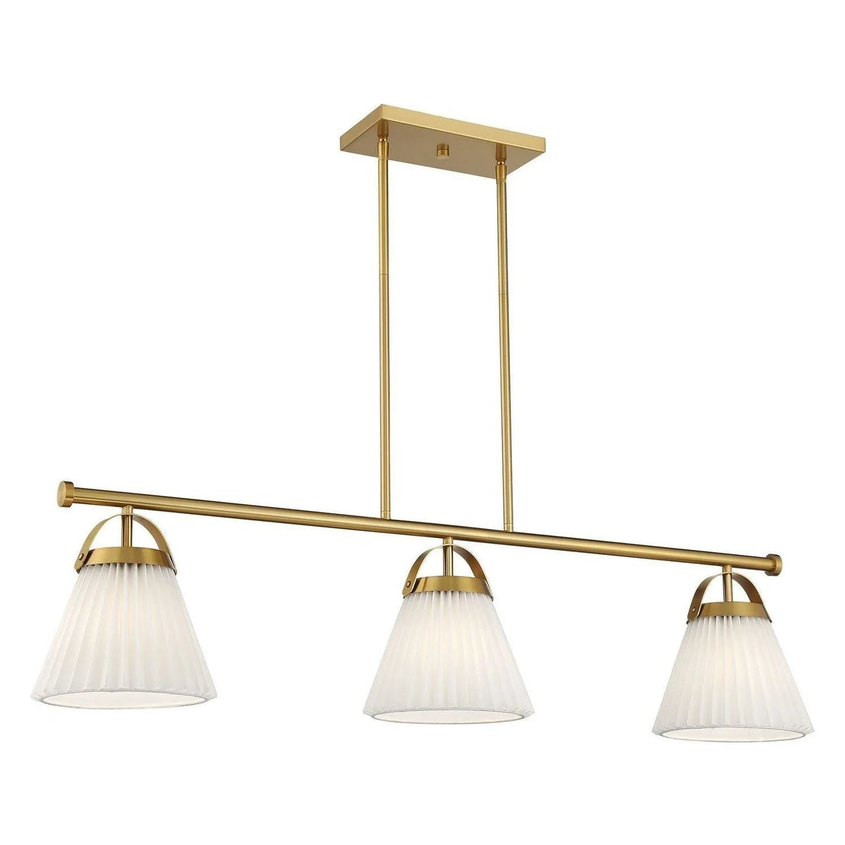 Meridian - M100125NB - Three Light Linear Chandelier - Natural Brass
