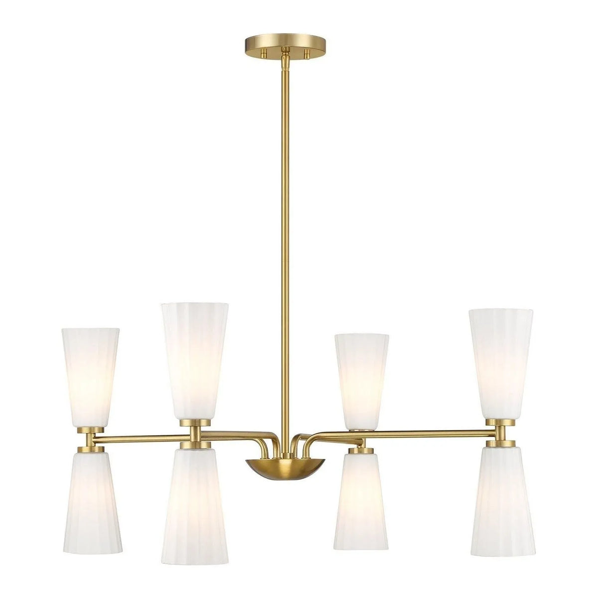 Meridian - M100126NB - Eight Light Chandelier - Natural Brass