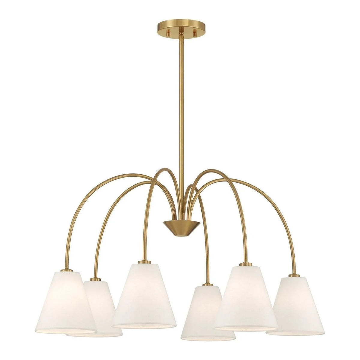 Meridian - M100138NB - Six Light Chandelier - Natural Brass