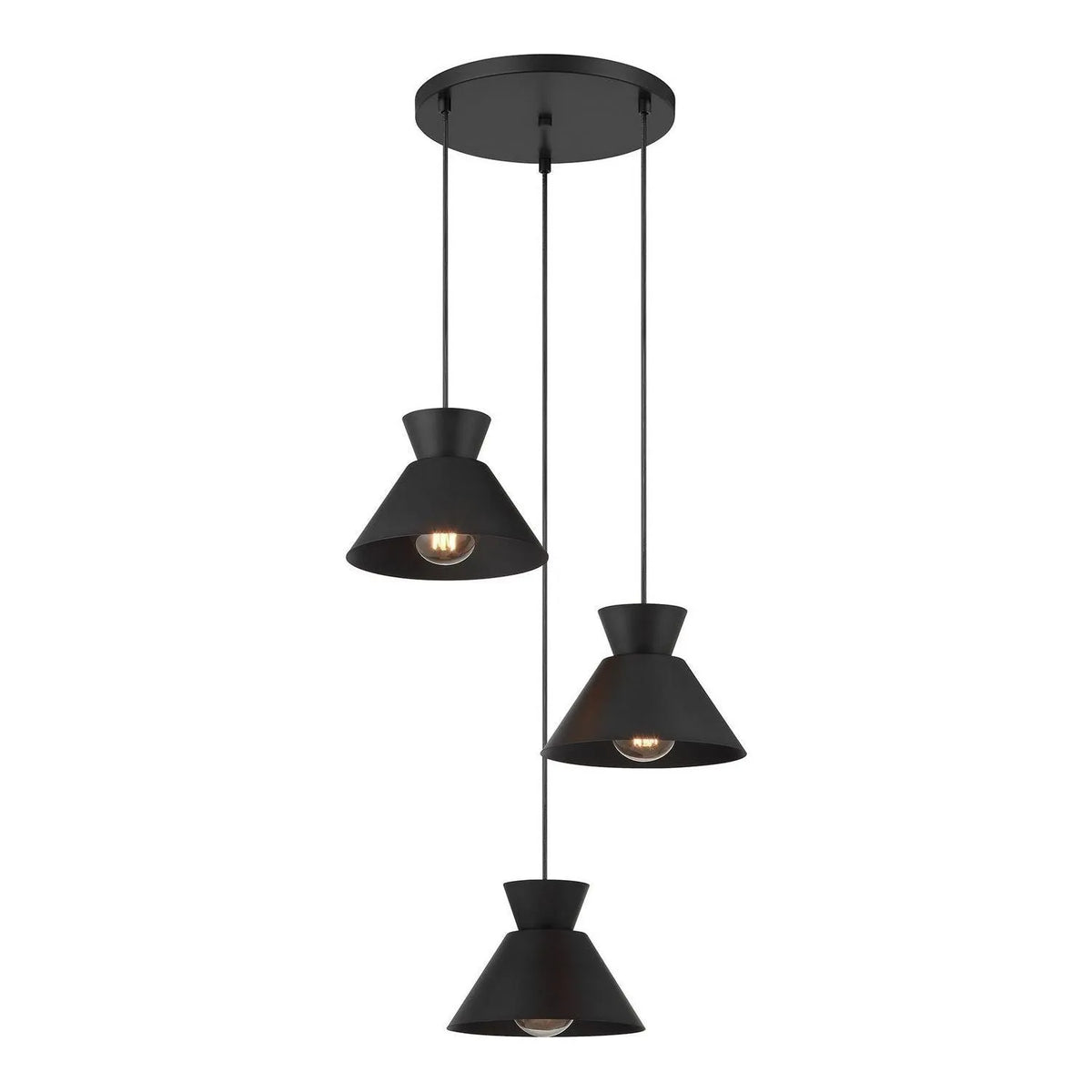 Meridian - M100139MBK - Three Light Chandelier - Matte Black