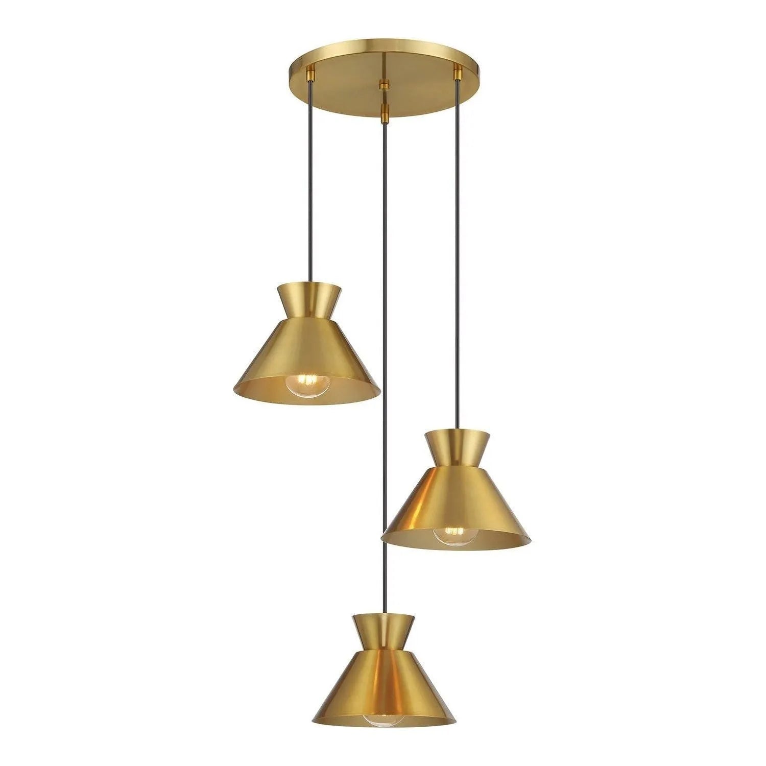 Meridian - M100139NB - Three Light Chandelier - Natural Brass