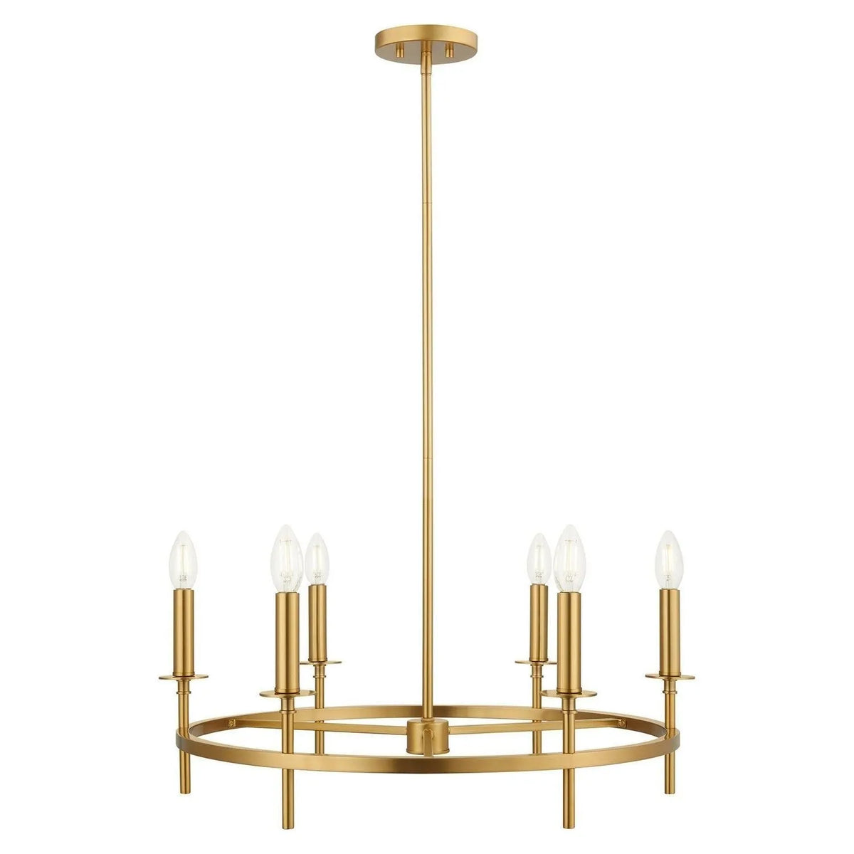 Meridian - M100141NB - Four Light Chandelier - Natural Brass