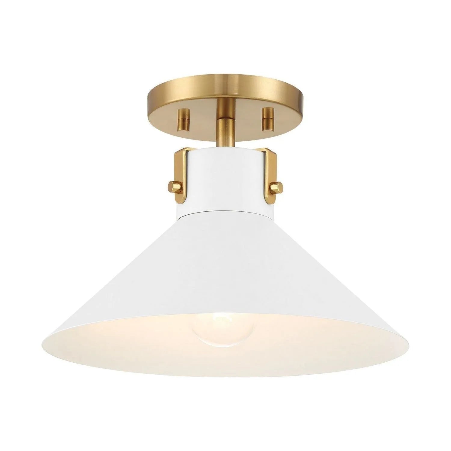 Meridian - M60078MBKNB - One Light Semi-Flush Mount - Matte Black and Natural Brass