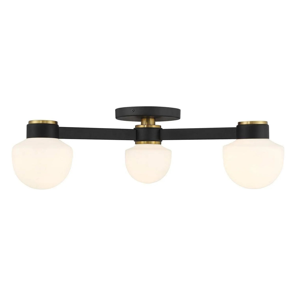 Meridian - M60079MBKNB - Three Light Semi Flush Mount - Matte Black and Natural Brass