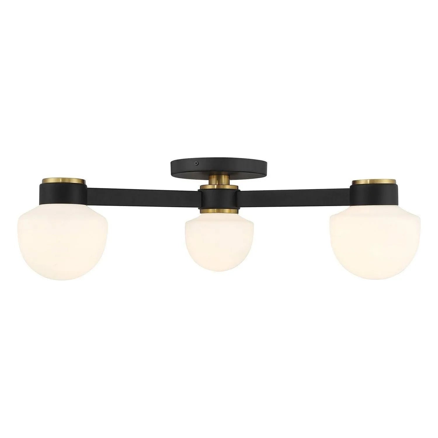 Meridian - M60079MBKNB - Three Light Semi Flush Mount - Matte Black and Natural Brass