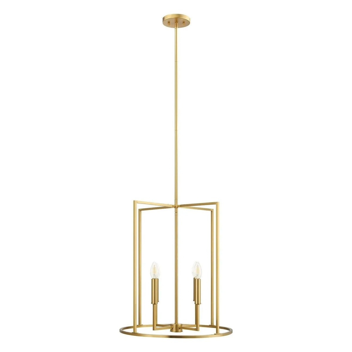 Meridian - M7044NB - Four Light Pendant - Natural Brass