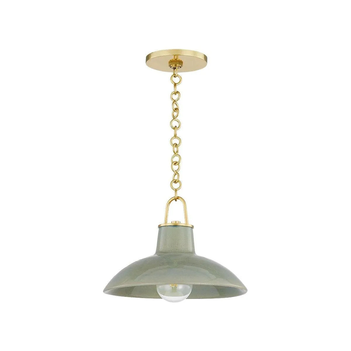 Hudson Valley - 1914-AGB/CMC - One Light Pendant - Pottersville - Aged Brass/Ceramic Moss Crackle