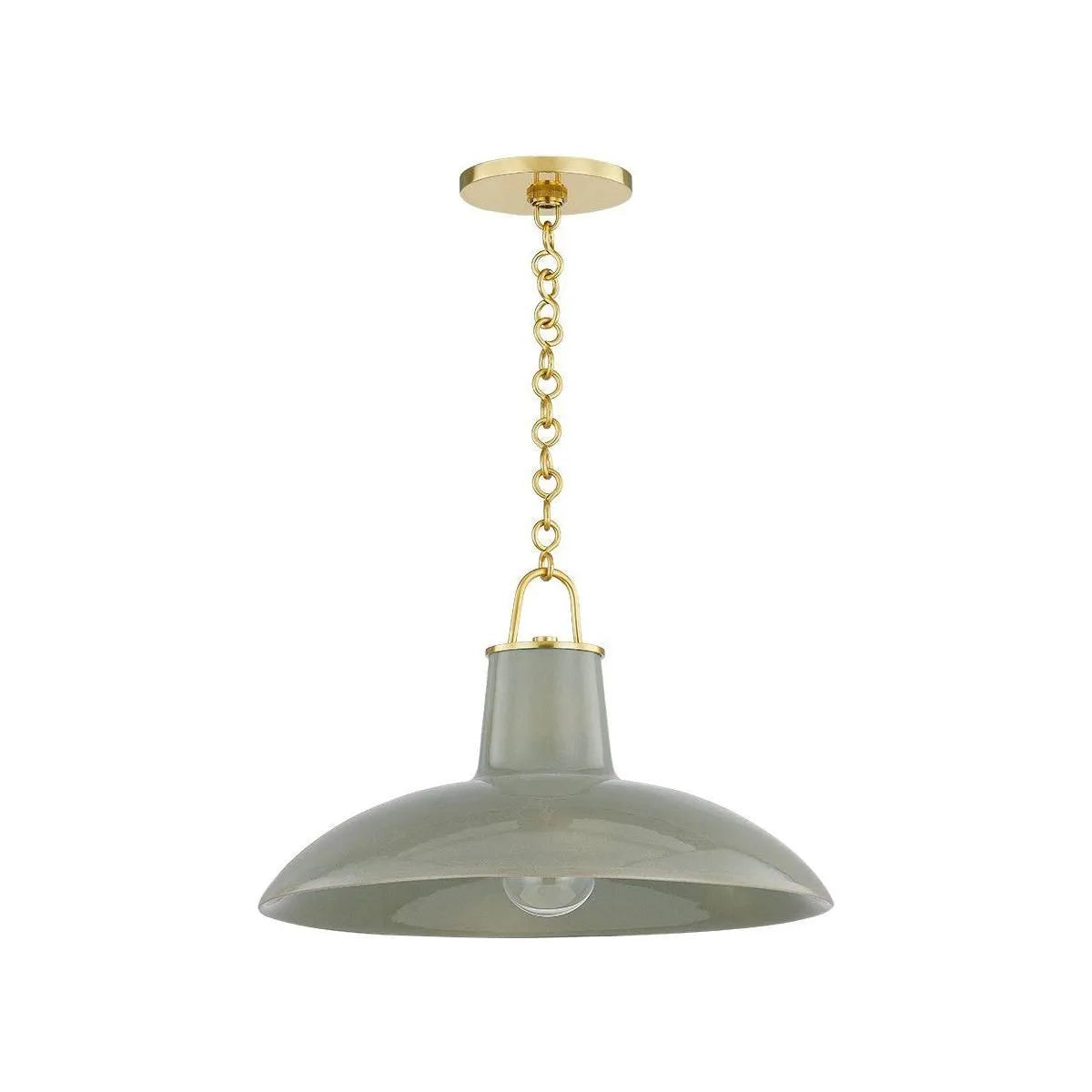 Hudson Valley - 1918-AGB/CMC - One Light Pendant - Pottersville - Aged Brass/Ceramic Moss Crackle