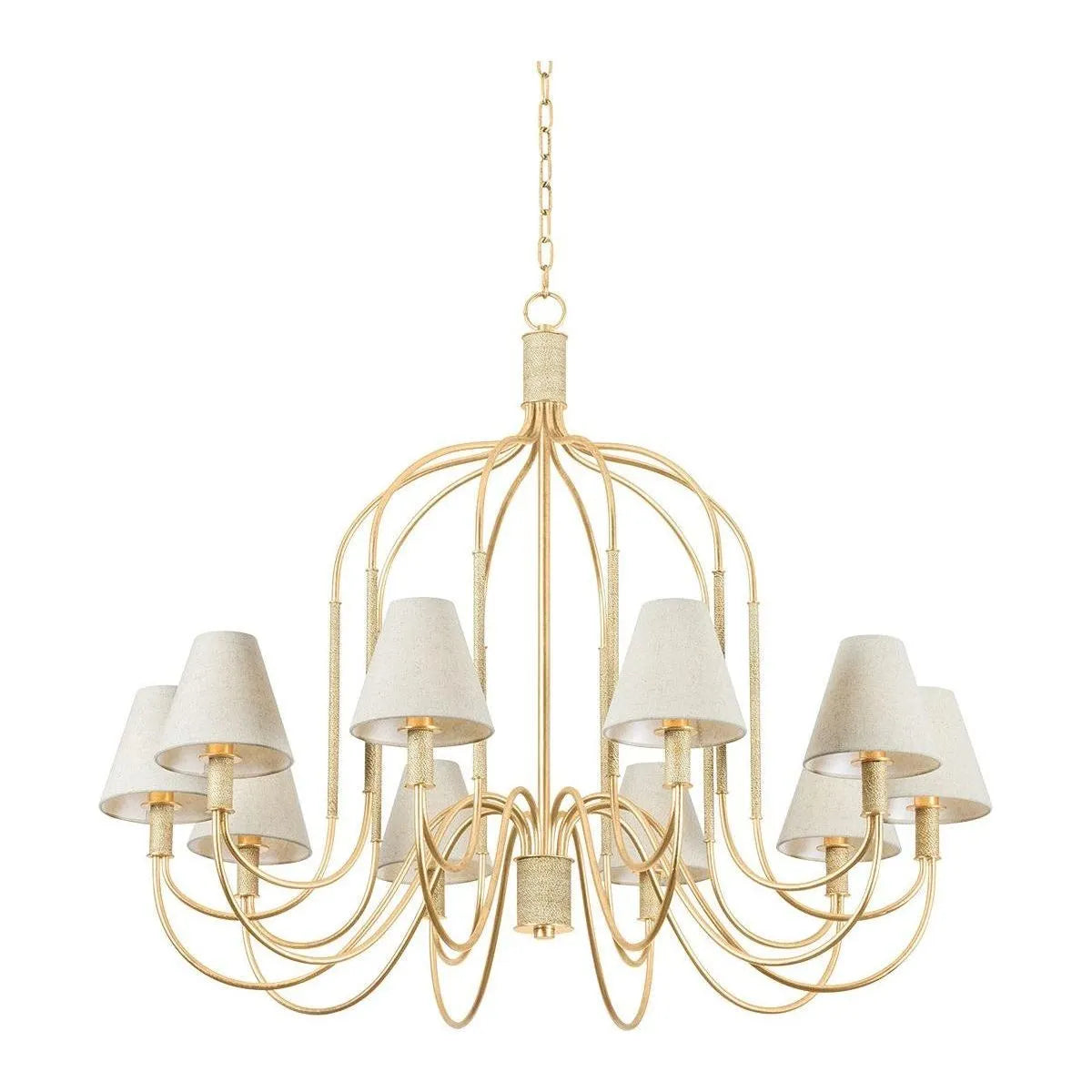 Hudson Valley - 5744-VGL - Ten Light Chandelier - Warrensburg - Vintage Gold Leaf