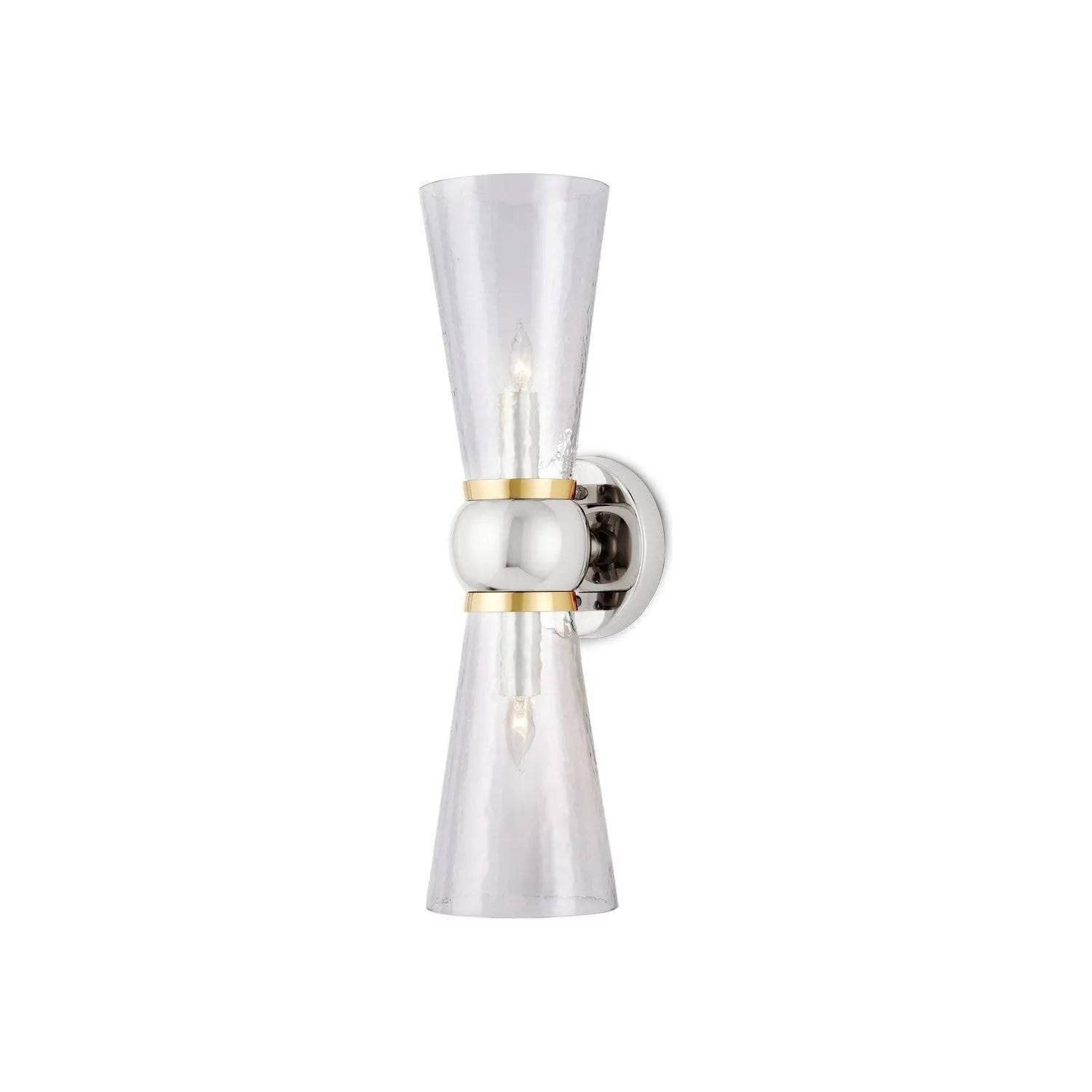 Currey and Company - 5800-0058 - Two Light Bath Wall Sconce - Byford - Polished Brass / Clear