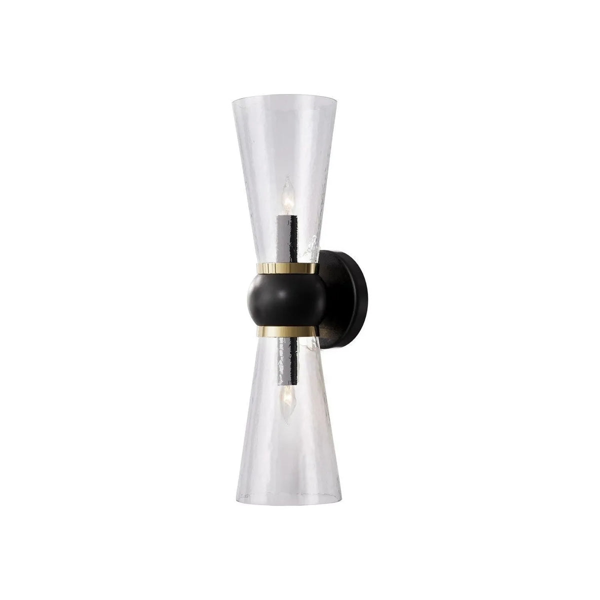 Currey and Company - 5800-0060 - Two Light Bath Wall Sconce - Byford - Oil Rubbed Bronze / Clear / Polished Brass