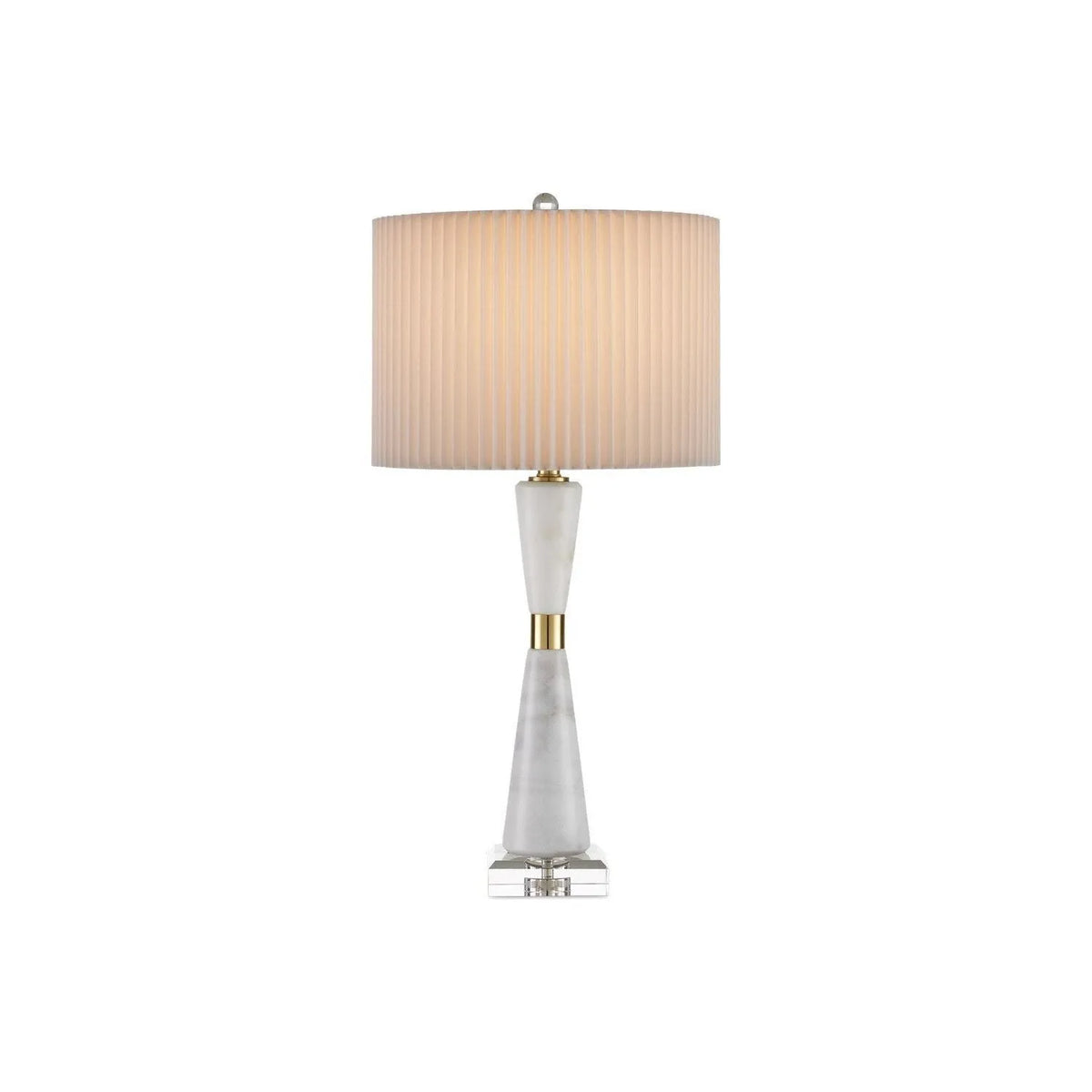 Currey and Company - 6000-0973 - One Light Table Lamp - Edelmar - White / Clear / Natural Brass