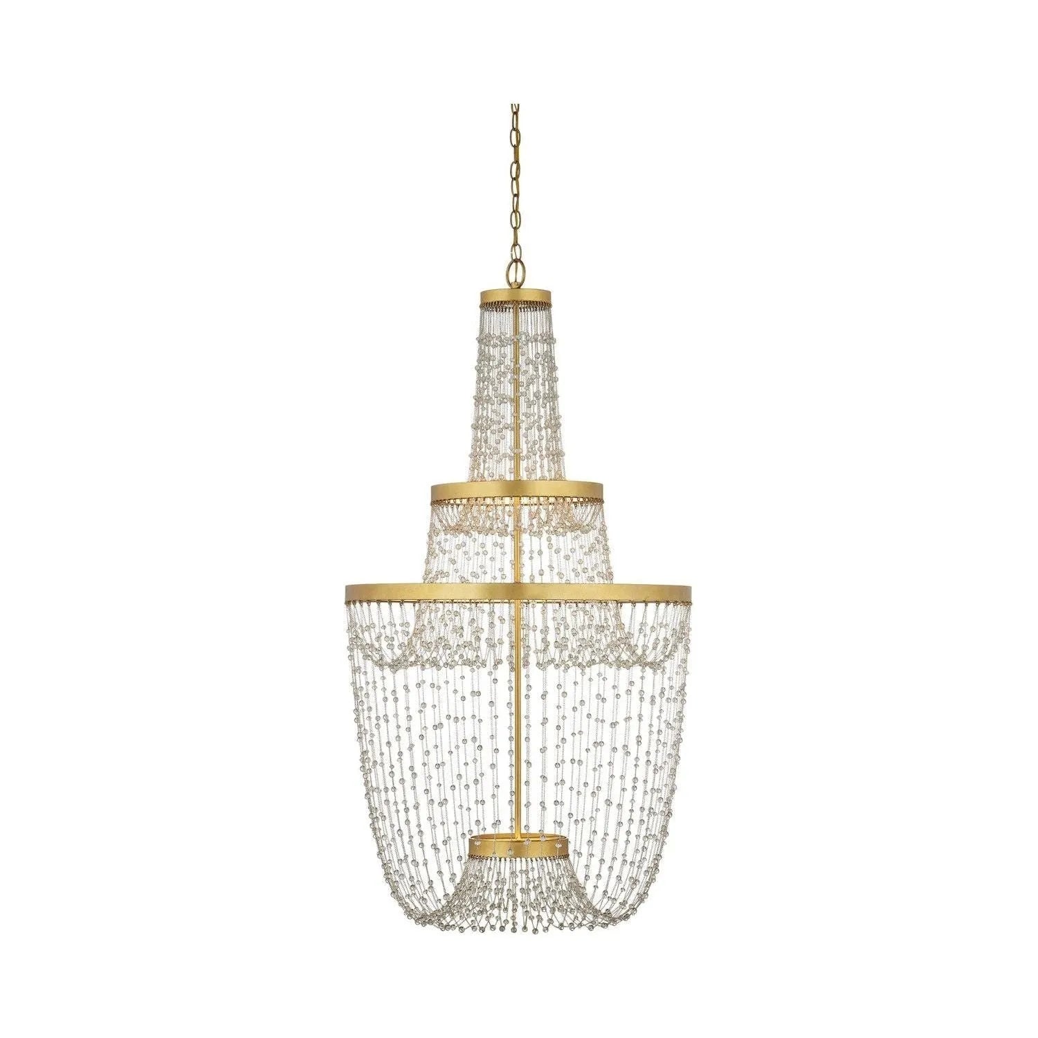 Currey and Company - 9000-1238 - LED Chandelier - Mademoiselle - Contemporary Gold Leaf / Contemporary Gold / Clear