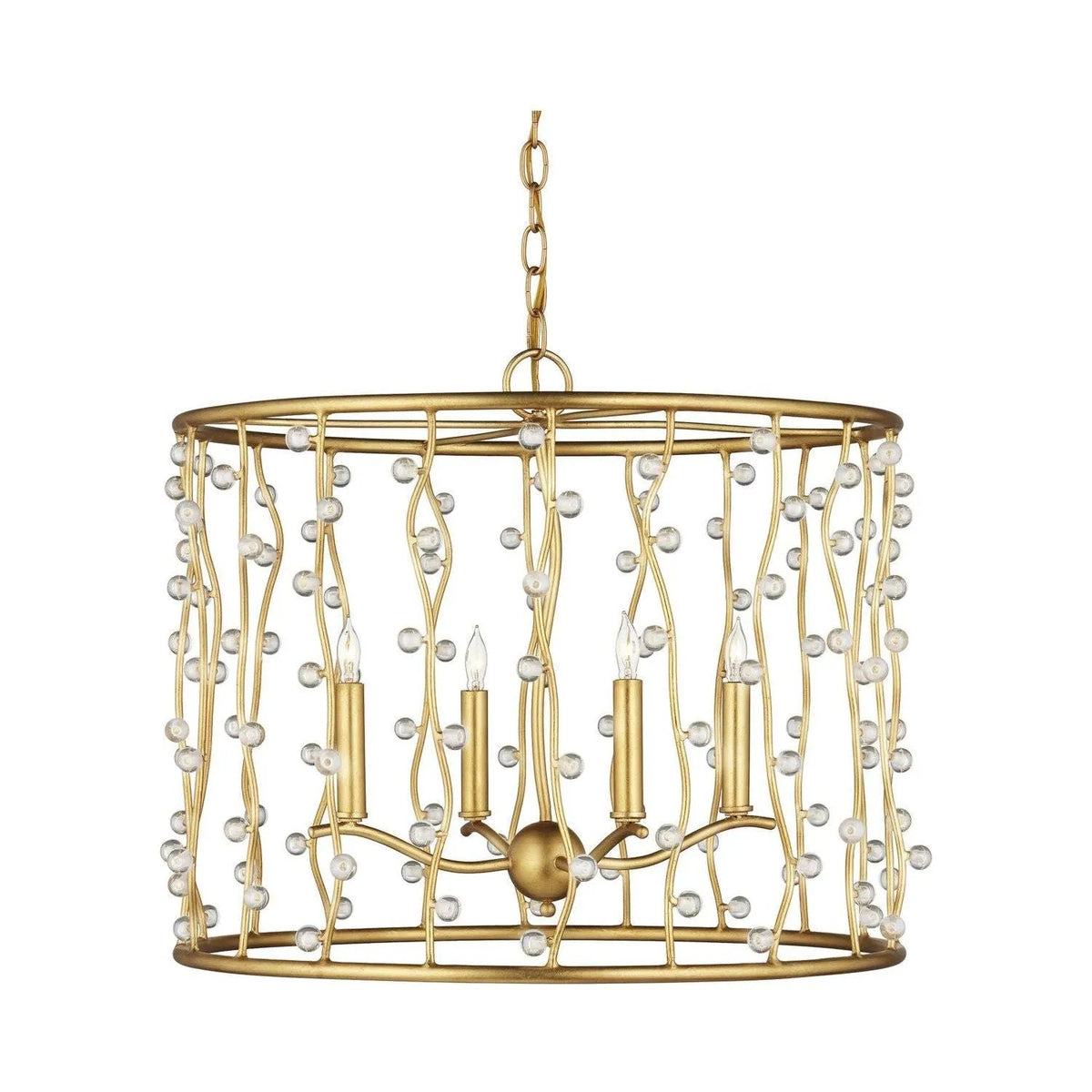 Currey and Company - 9000-1239 - Four Light Chandelier - Adagio - Contemporary Gold Leaf / Contemporary Gold / Clear