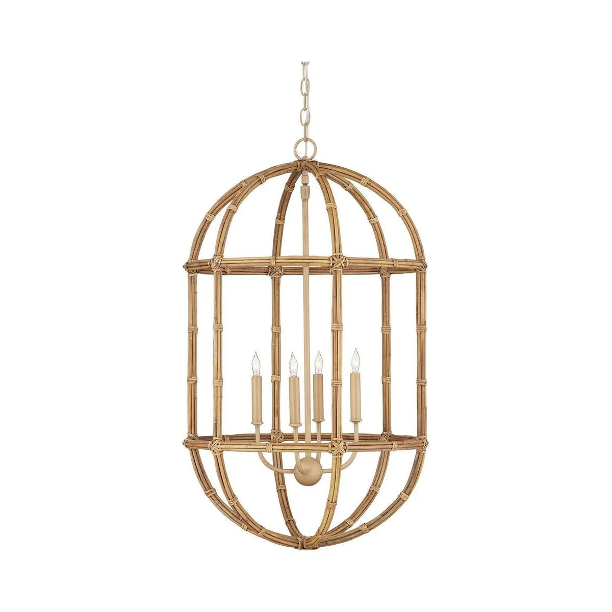 Currey and Company - 9000-1246 - Four Light Lantern - Charrette - Natural / Saddle Tan