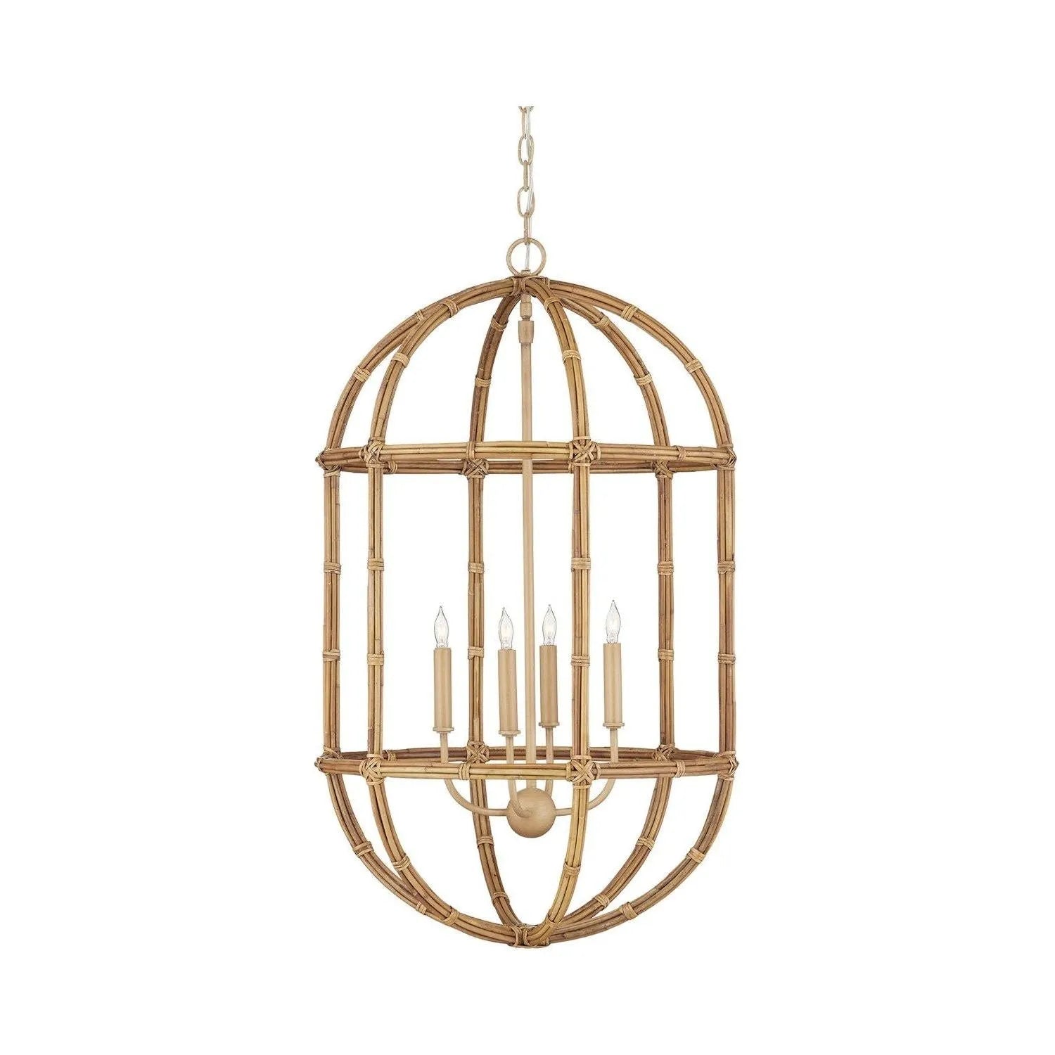 Currey and Company - 9000-1246 - Four Light Lantern - Charrette - Natural / Saddle Tan