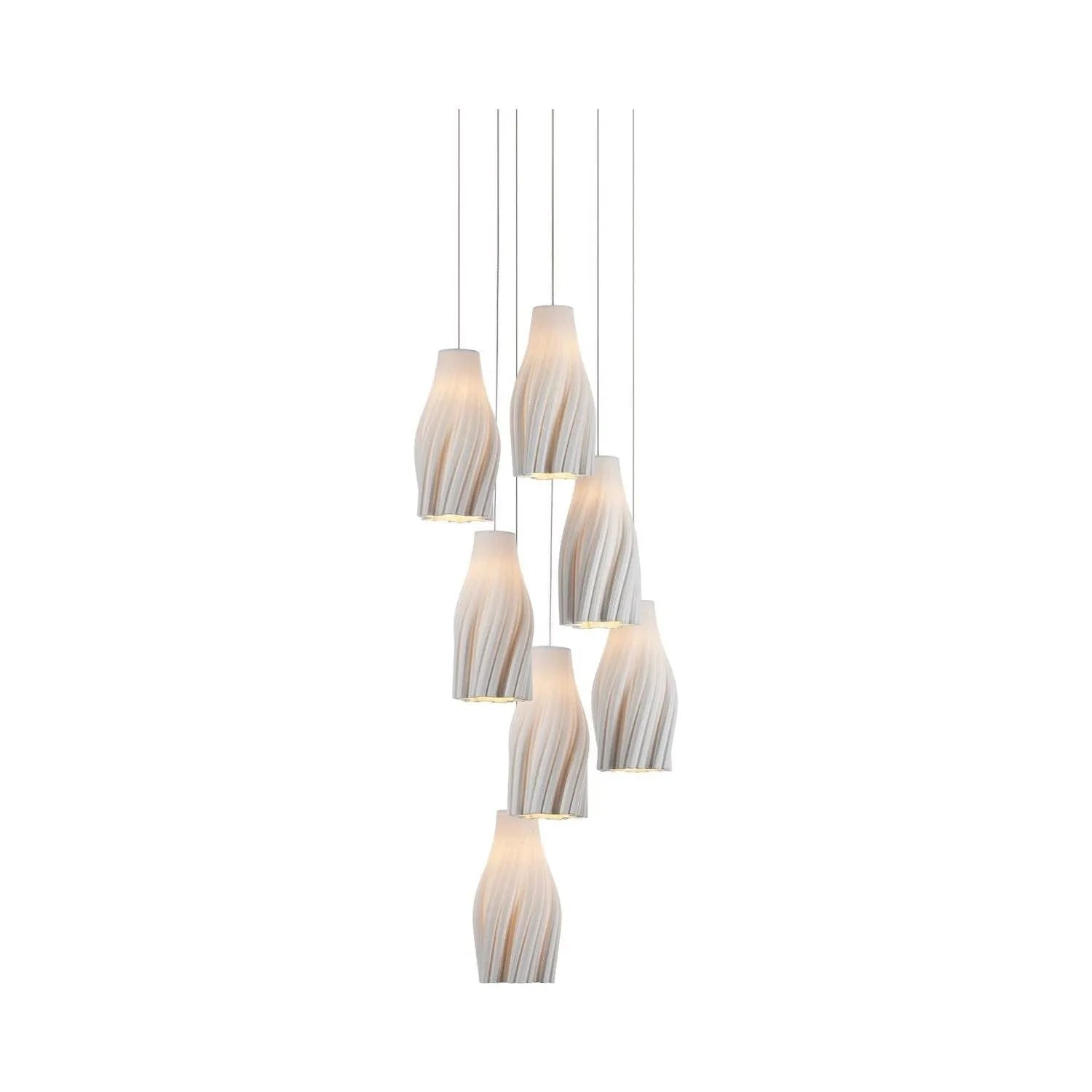 Currey and Company - 9000-1271 - Three Light Pendant - Posh - White / Silver