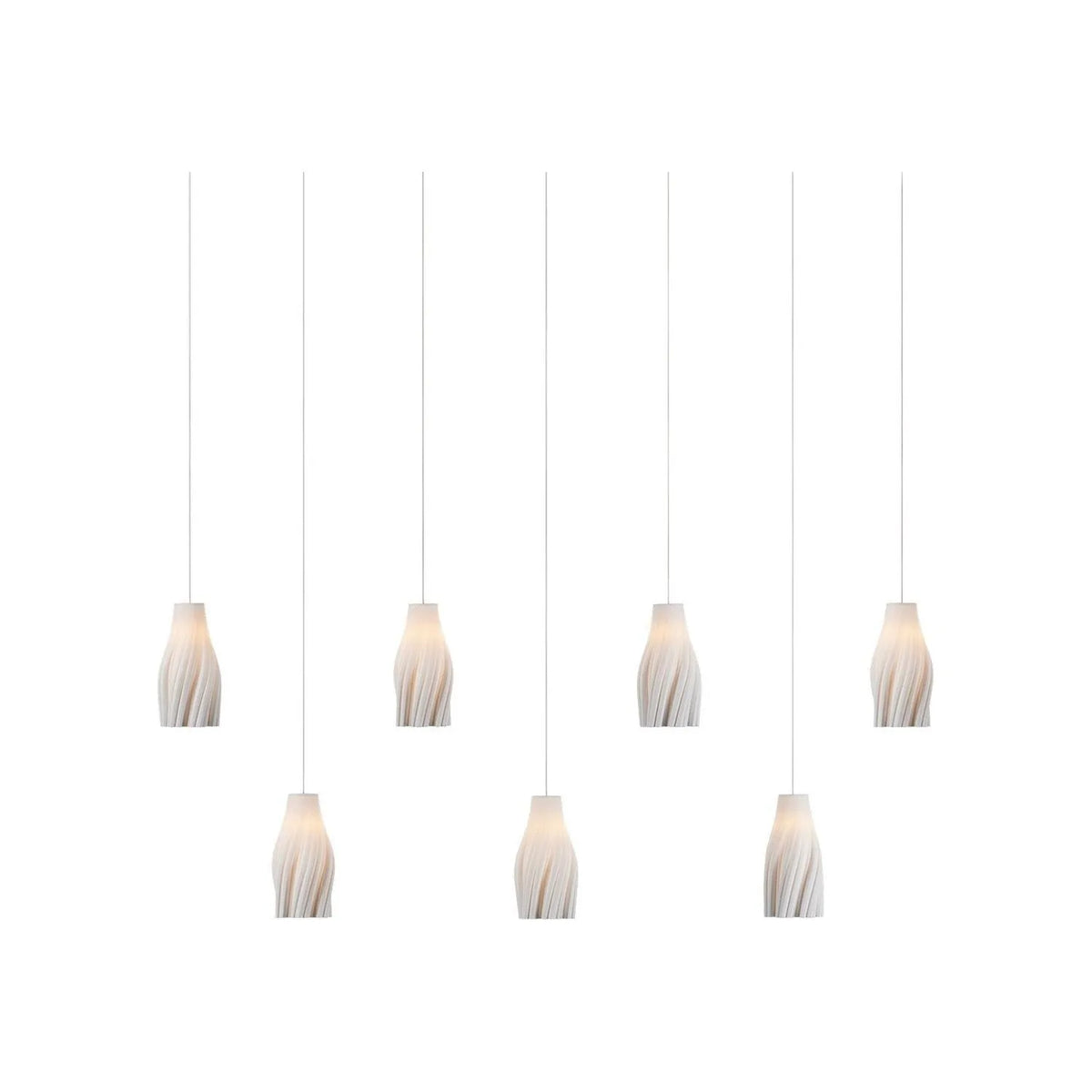 Currey and Company - 9000-1277 - Seven Light Linear Pendant - Posh - White / Silver