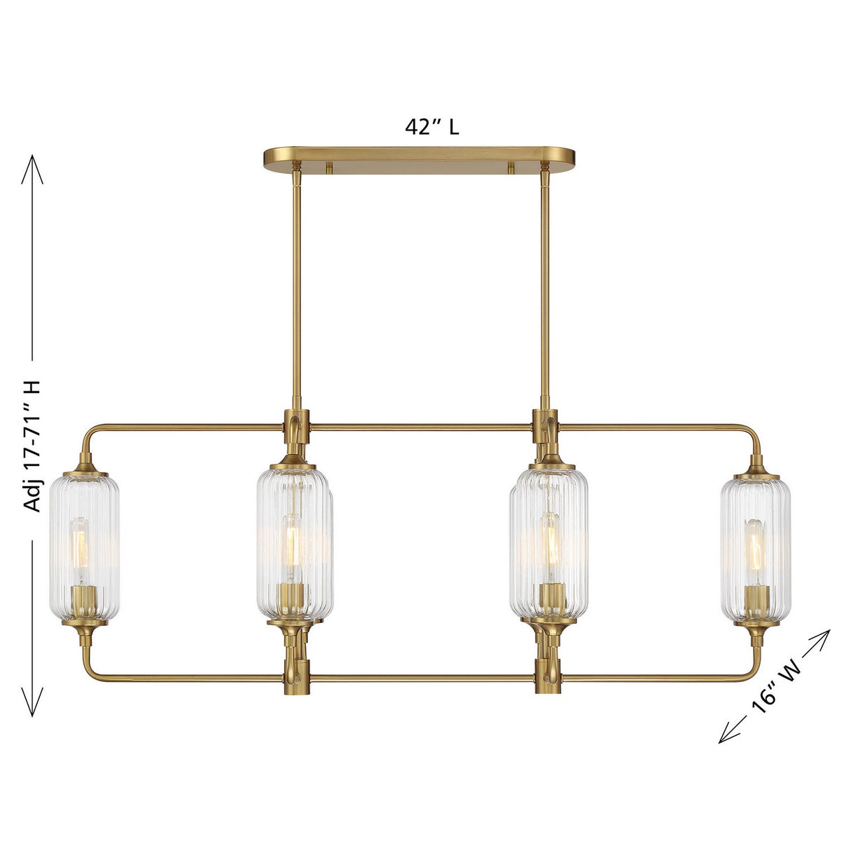 Savoy House - 1-3026-6-322 - Six Light Linear Chandelier - Holton - Warm Brass