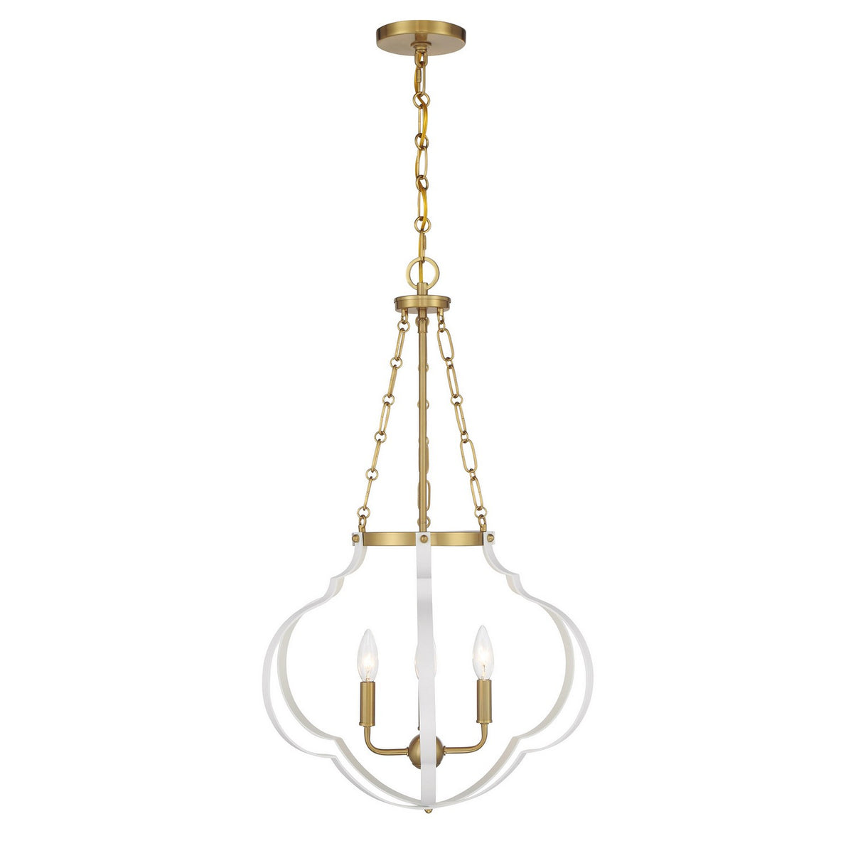 Savoy House - 7-4866-4-142 - Four Light Pendant - Mercer - White and Warm Brass