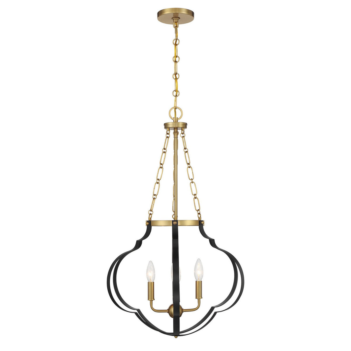 Savoy House - 7-4866-4-143 - Four Light Pendant - Mercer - Matte Black and Warm Brass
