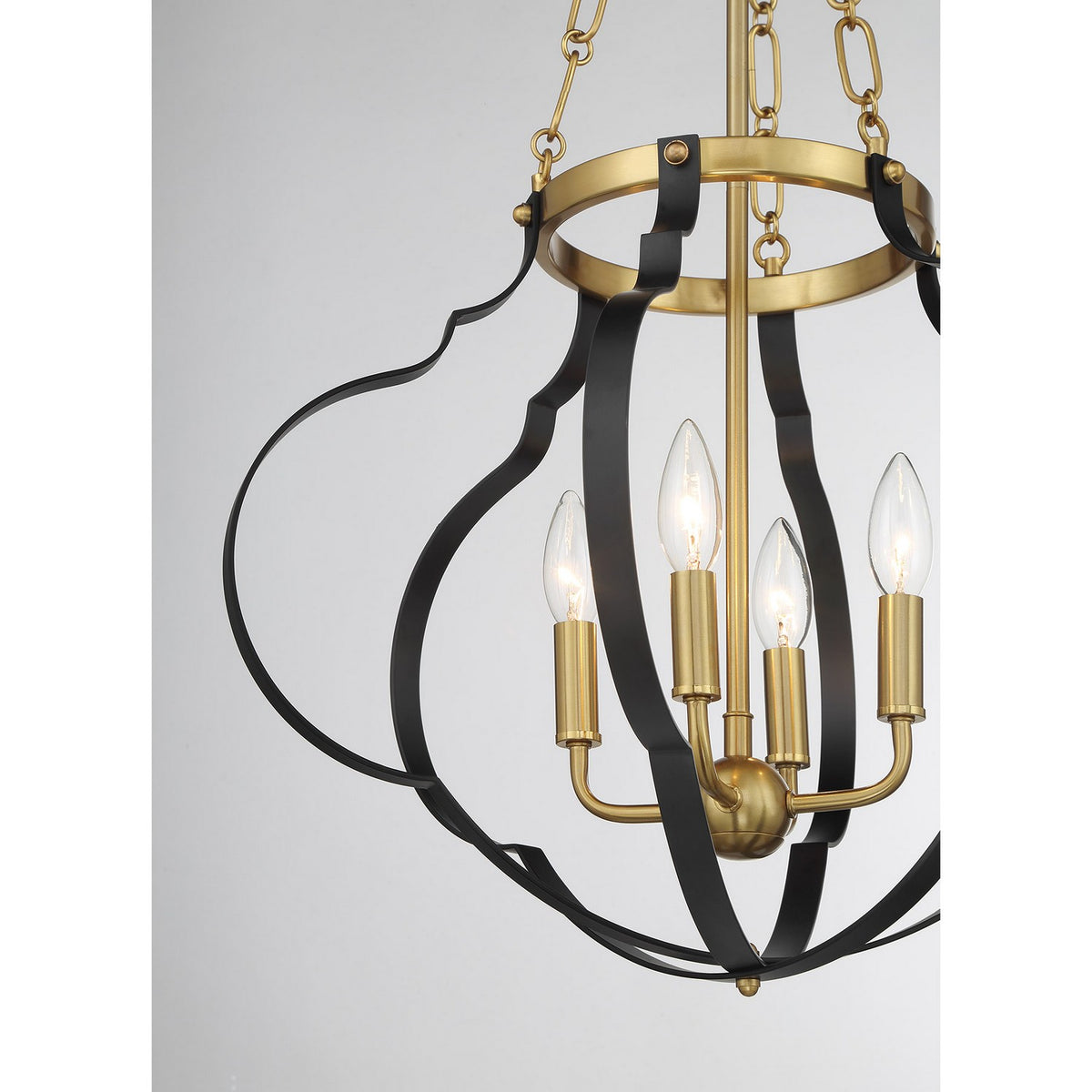 Savoy House - 7-4866-4-143 - Four Light Pendant - Mercer - Matte Black and Warm Brass