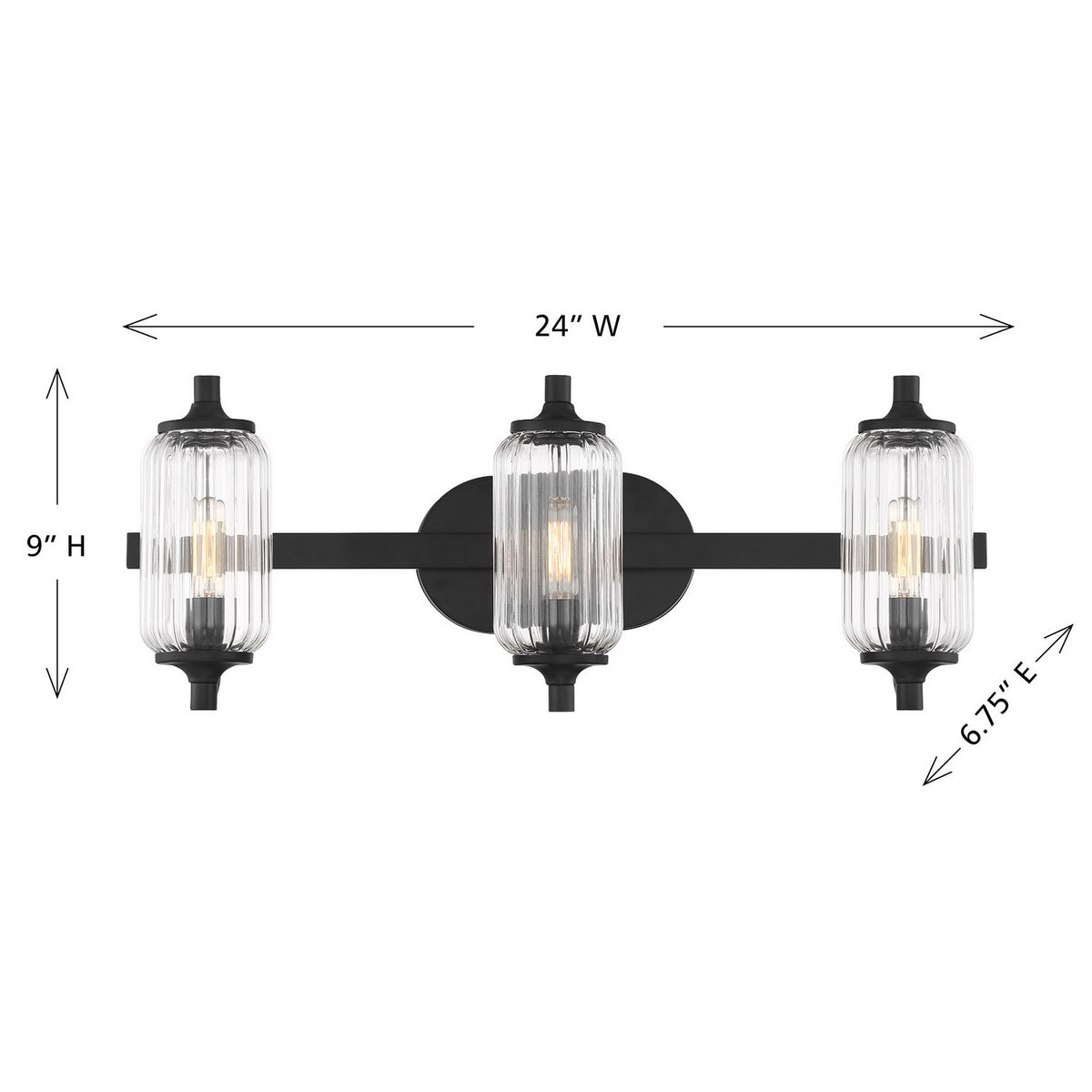 Savoy House - 8-3024-3-BK - Three Light Bathroom Vanity - Holton - Matte Black