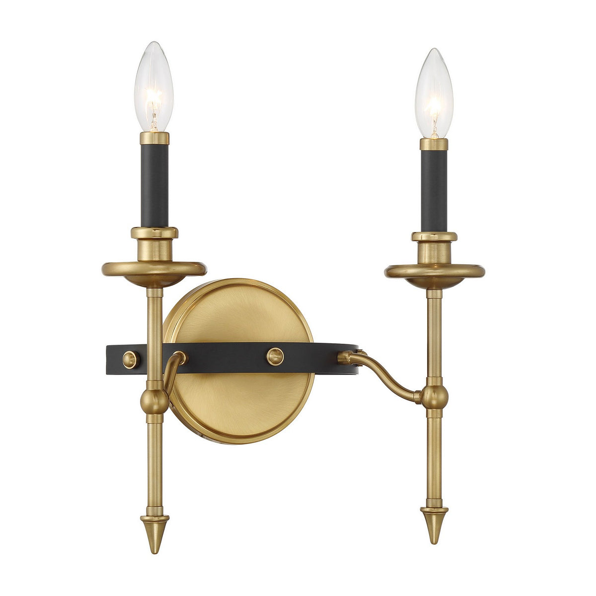 Savoy House - 9-9510-2-143 - Two Light Wall Sconce - Consulate - Matte Black and Warm Brass