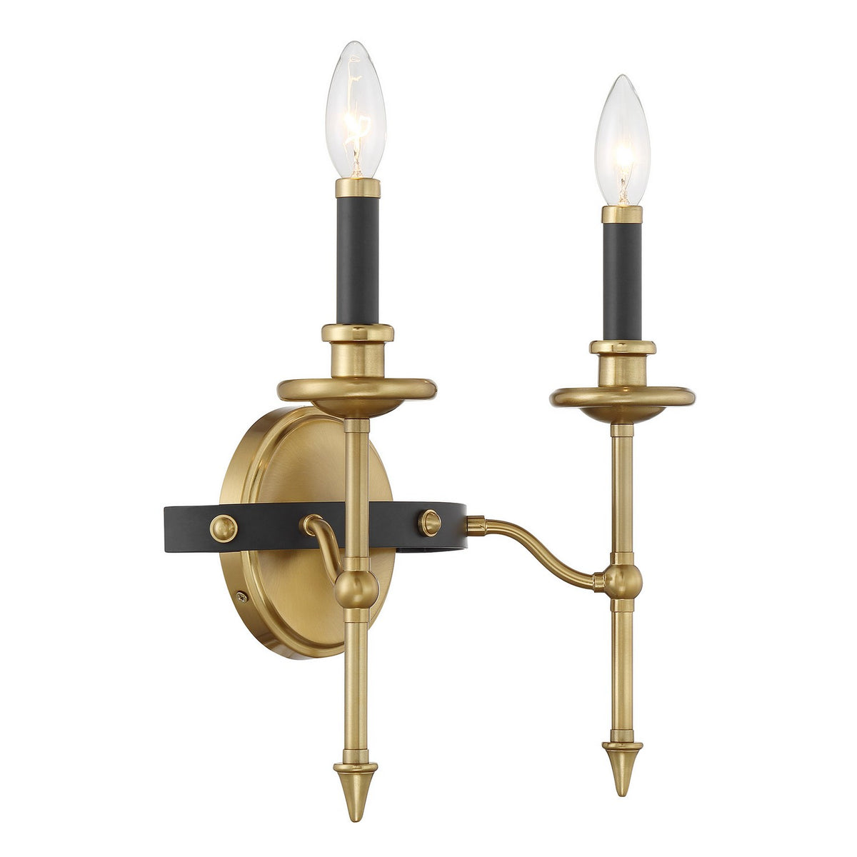 Savoy House - 9-9510-2-143 - Two Light Wall Sconce - Consulate - Matte Black and Warm Brass
