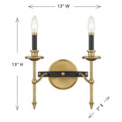 Savoy House - 9-9510-2-143 - Two Light Wall Sconce - Consulate - Matte Black and Warm Brass