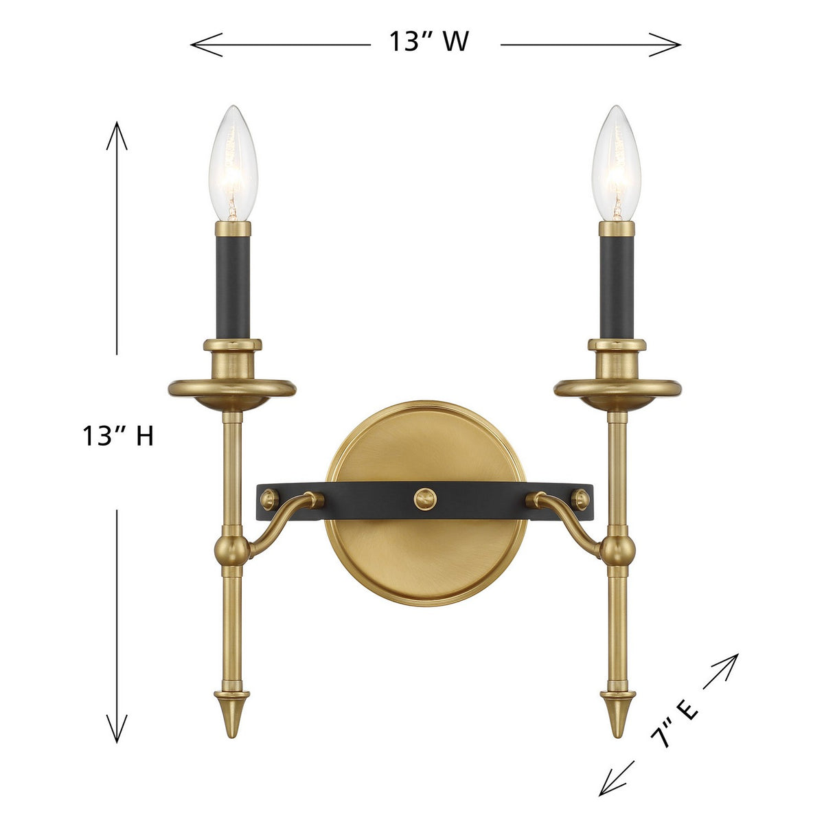 Savoy House - 9-9510-2-143 - Two Light Wall Sconce - Consulate - Matte Black and Warm Brass