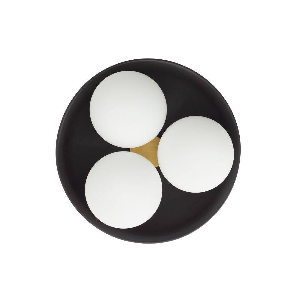 Arteriors - GADFC02 - Trois lumières Plafonnier - Glaçure - Noir mat