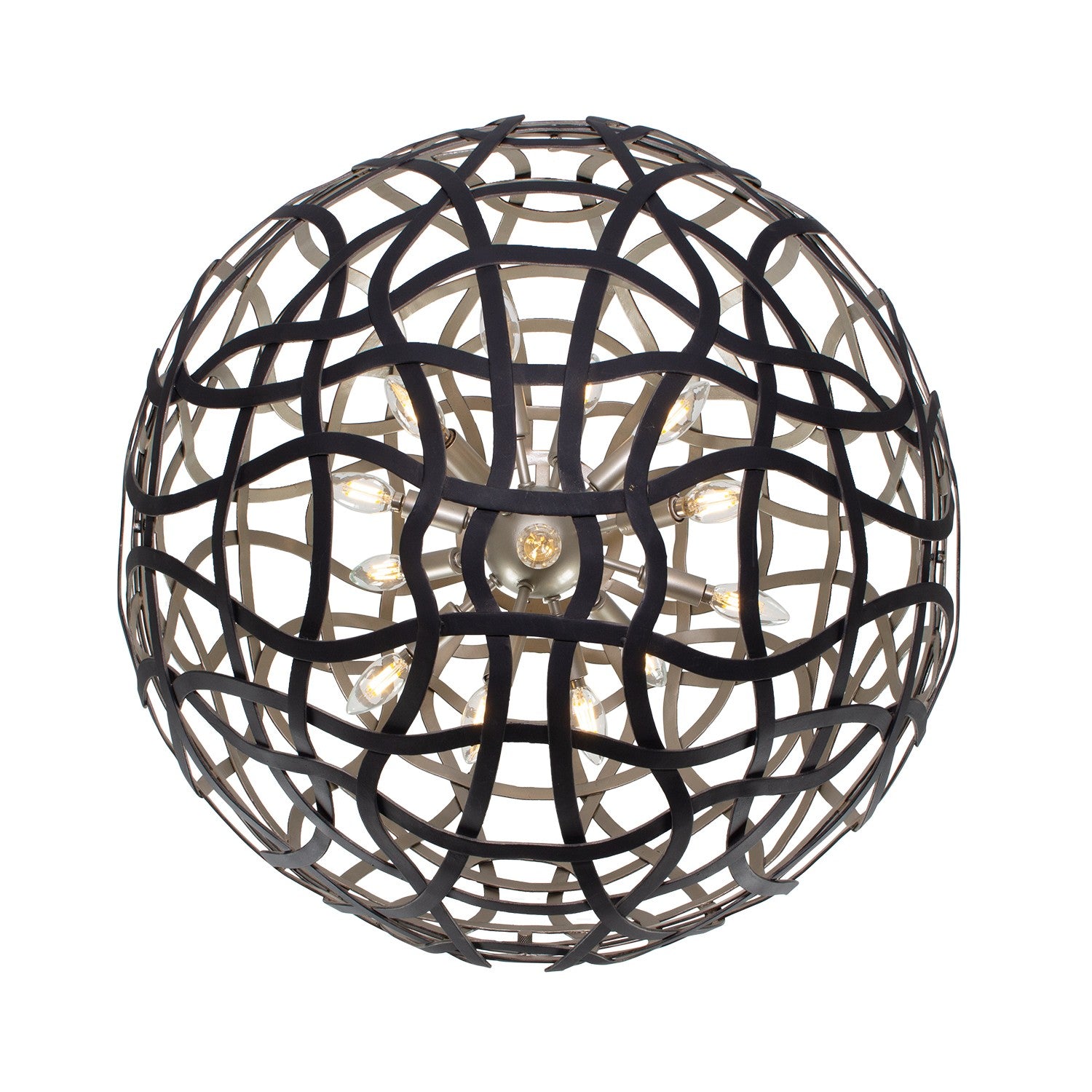 Kalco - 525855BTS - 13 Lumières Suspension - ENTICE - Noir mat / Argent terni