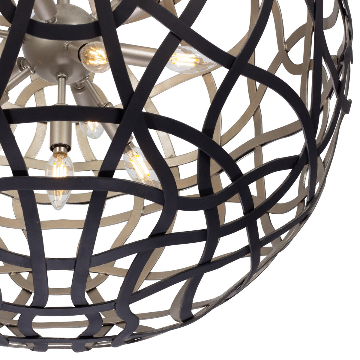 Kalco - 525855BTS - 13 Lumières Suspension - ENTICE - Noir mat / Argent terni