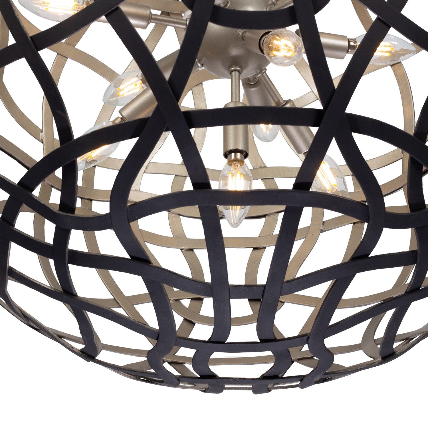Kalco - 525855BTS - 13 Lumières Suspension - ENTICE - Noir mat / Argent terni
