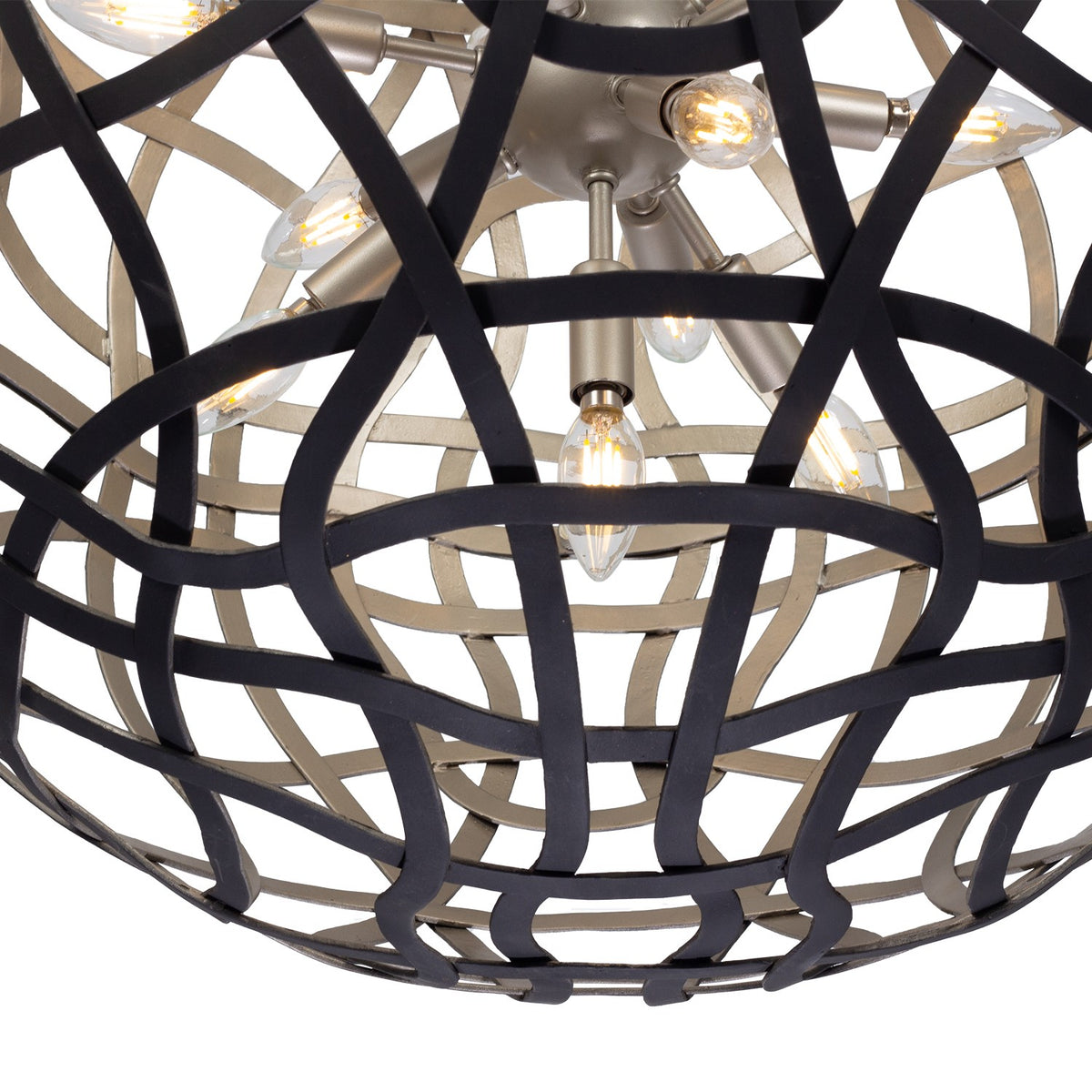 Kalco - 525855BTS - 13 Lumières Suspension - ENTICE - Noir mat / Argent terni