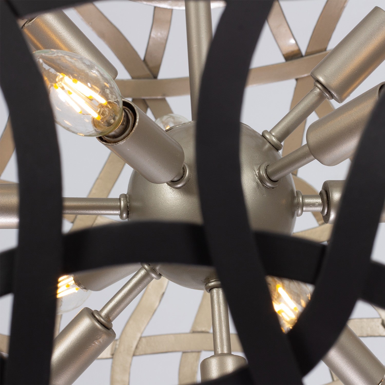 Kalco - 525855BTS - 13 Lumières Suspension - ENTICE - Noir mat / Argent terni