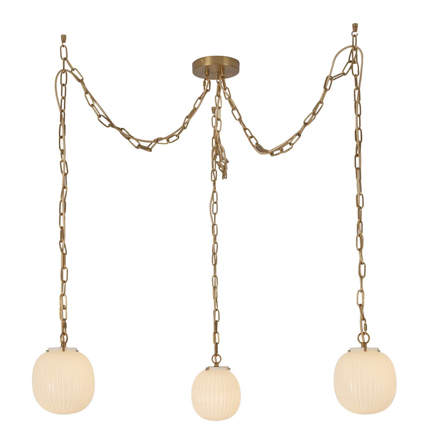 Alora Canada - MP579707BGGR - Three Light Pendant - Cherise - Brushed Gold/Glossy Ribbed Opal Glass