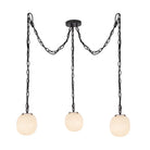 Alora Canada - MP579707MBGR - Trois lumières Suspension - Cherise - Verre opale côtelé noir mat/brillant
