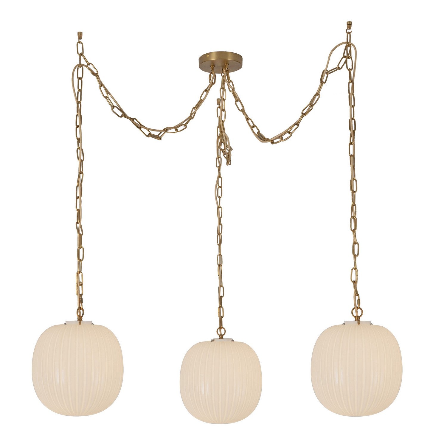 Alora Canada - MP579712BGGR - Three Light Pendant - Cherise - Brushed Gold/Glossy Ribbed Opal Glass