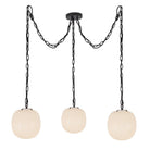 Alora Canada - MP579712MBGR - Trois lumières Suspension - Cherise - Verre opale côtelé noir mat/brillant