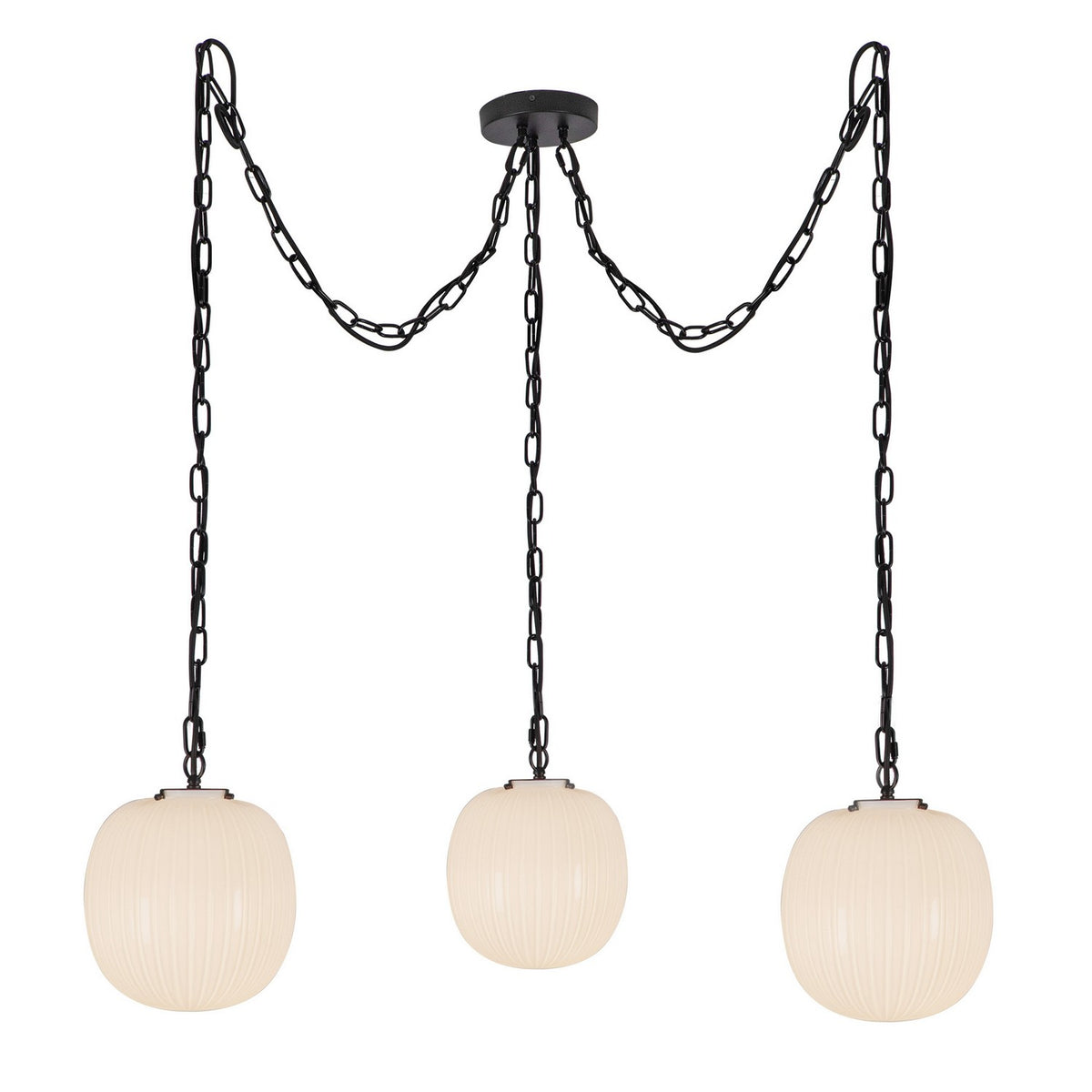 Alora Canada - MP579712MBGR - Three Light Pendant - Cherise - Matte Black/Glossy Ribbed Opal Glass