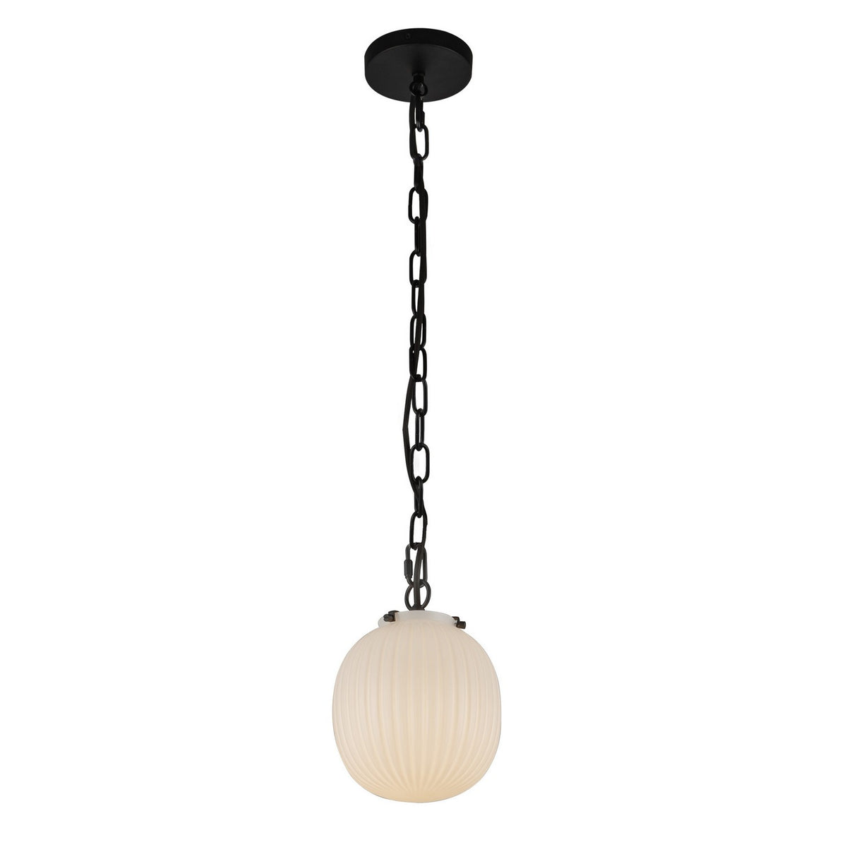 Alora Canada - PD579107MBGR - One Light Pendant - Cherise - Matte Black/Glossy Ribbed Opal Glass