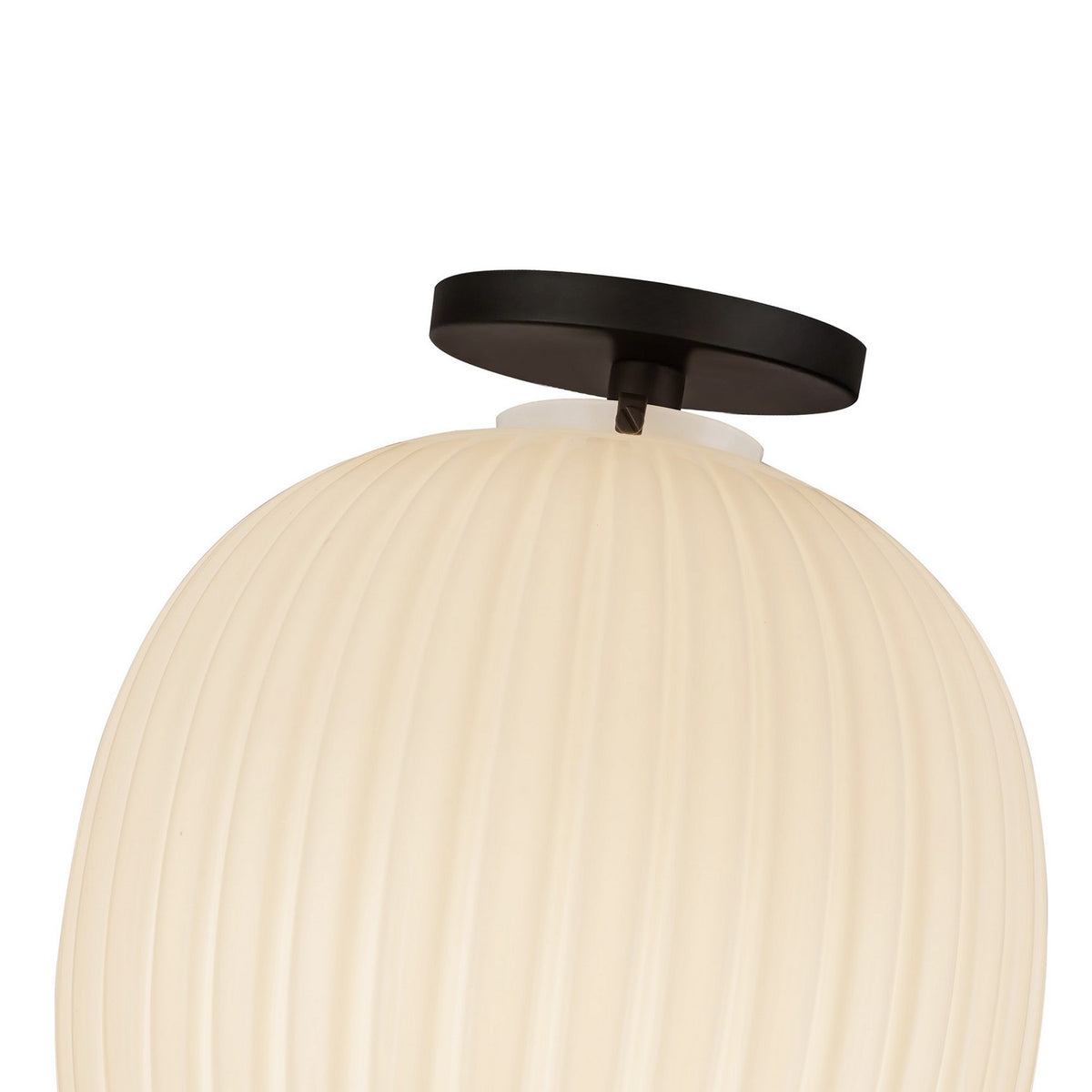 Alora Canada - SF579112MBGR - One Light Semi-Flush Mount - Cherise - Matte Black/Glossy Ribbed Opal Glass
