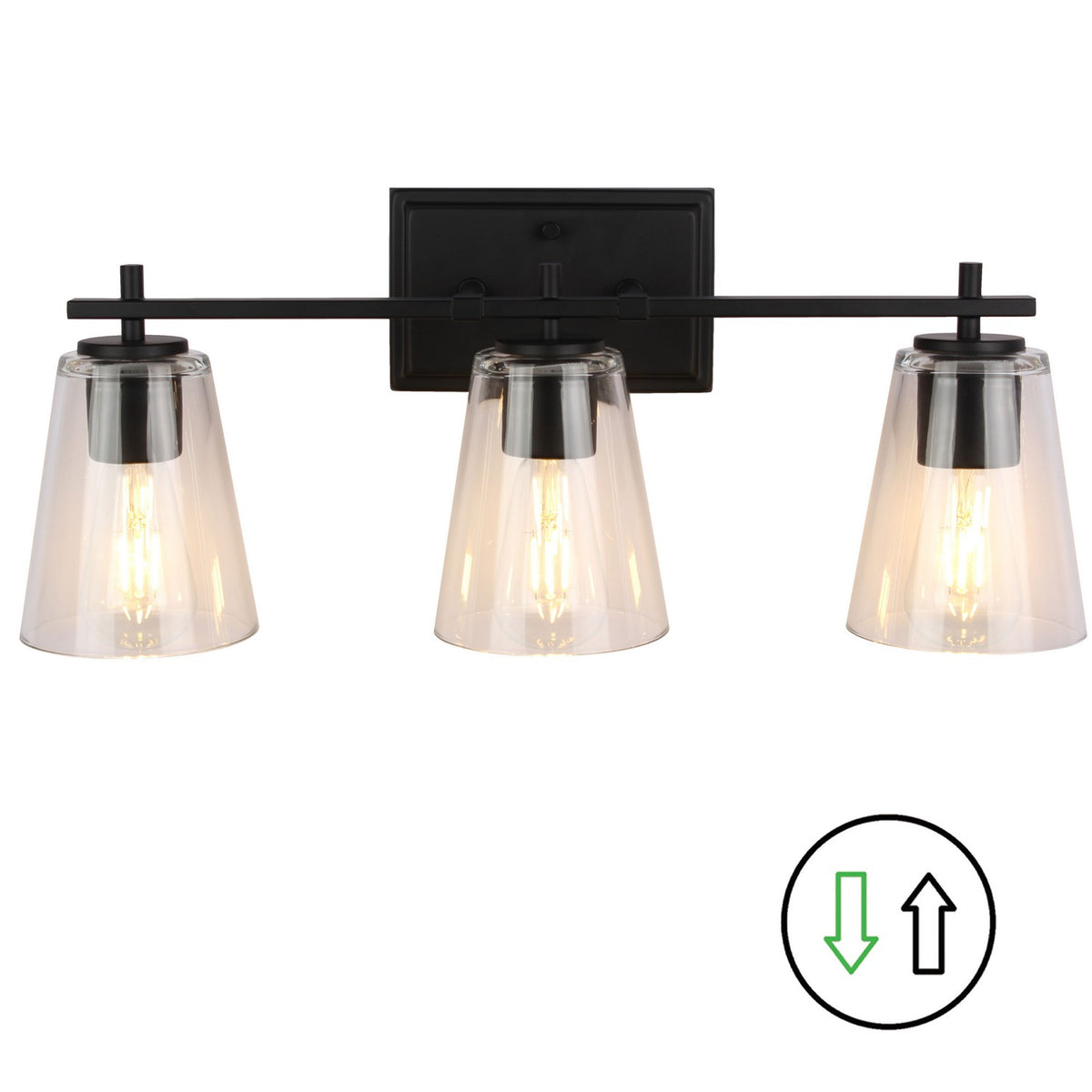 Dainolite Canada - WND-233W-MB - Three Light Vanity - Wenda - Clear