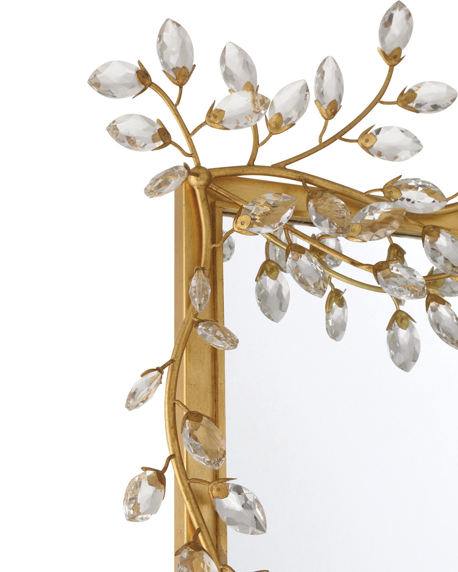 Currey and Company - 1000-0161 - Mirror - Forget-Me-Not - Clear / Chinois Gold Leaf